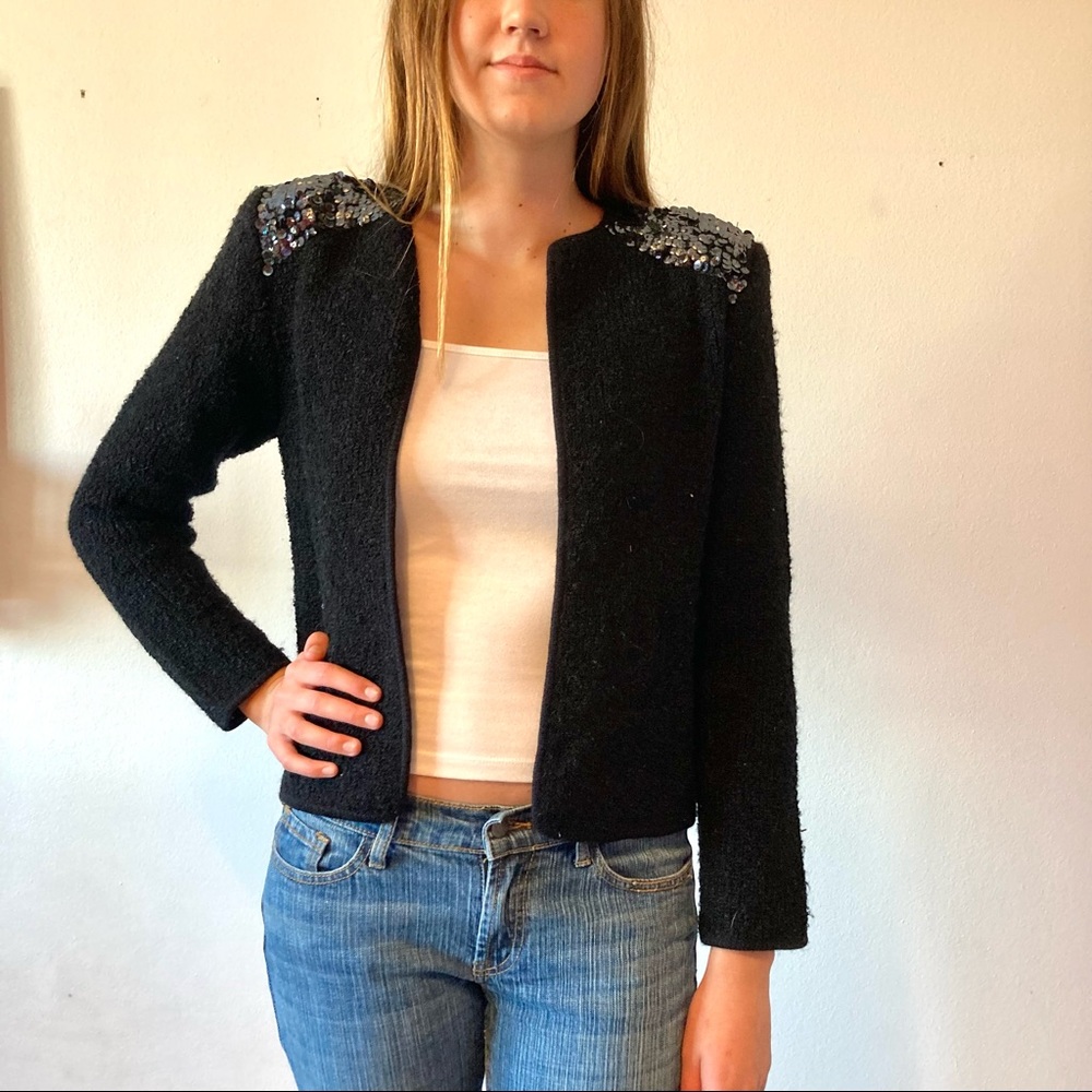 Retro 80s knit blazer with ✨SEQUIN✨ shoulders